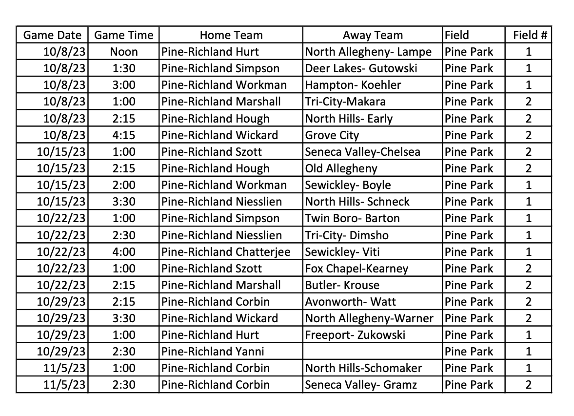 Game Schedule